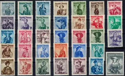 Österreich 894-926 Freimarken Trachten 1948-51 komplett postfrisch MNH Kat 300,-