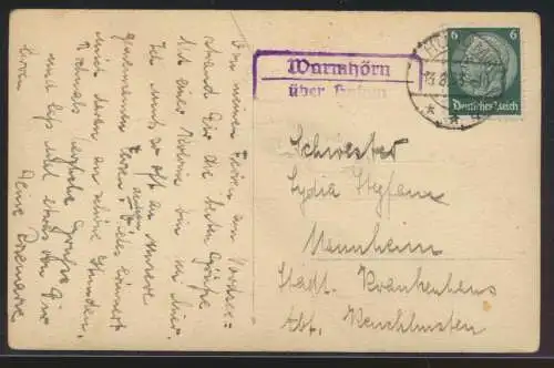 Landpoststempel Warmhörn über Husum Schleswig Holstein Deutsches Reich EF