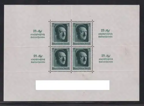 Deutsches Reich Block 9 Kulturspende postfrisch MNH Kat-Wert 320,00 durchstochen