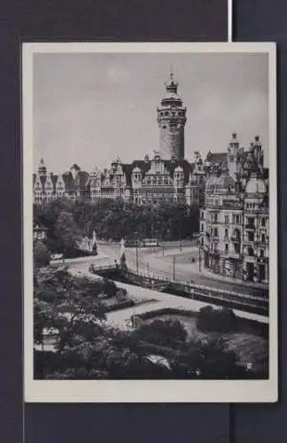 Besetzung Gemeinschaft 965-966 Bogenecke auf Ansichtskarte Leipzig Neues Rathaus