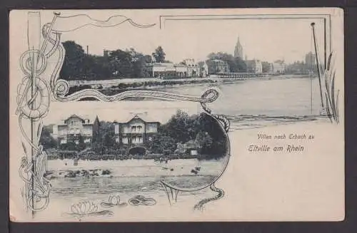 Jugendstil Ansichtskarte Eltville Rhein Hessen Villen nach Erbach 1921 Frankfurt