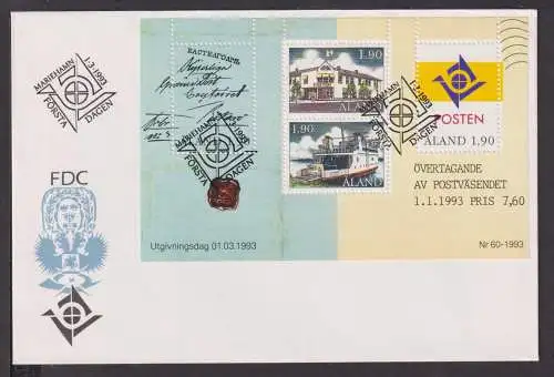 Briefmarken Aland Finnland Europa Brief Block 1993 Schiff Post