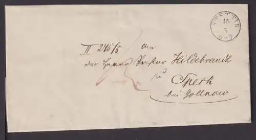 Altdeutschland Preussen Stettin Pommern kompl. Falt Brief nach Gollnow 1844