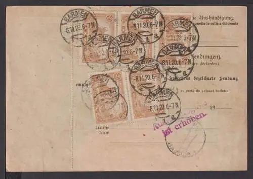 Perfin Privatlochung ER Emil Jansen Deutsches Reich Auslands Infla Paketkarte