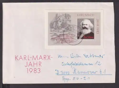 Briefmarken DDR Deutschland Brief Block 1983 Karl Marx Jahr