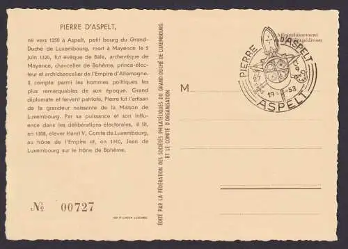 Luxemburg 516 Peter von Aspelt Bischof Erzbischof Mainz selt. Maximum Karte