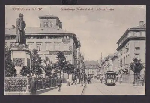 Ansichtskarte Mainz Rheinland Pfalz Ludwigsstrasse Gutenberg Denkmal