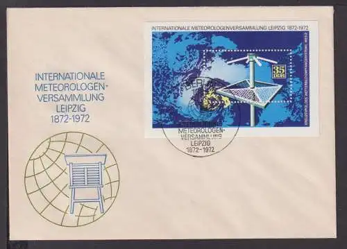 Briefmarken DDR Deutschland Brief Block 1972 Intern. Meteorologen Vers. Leipzig