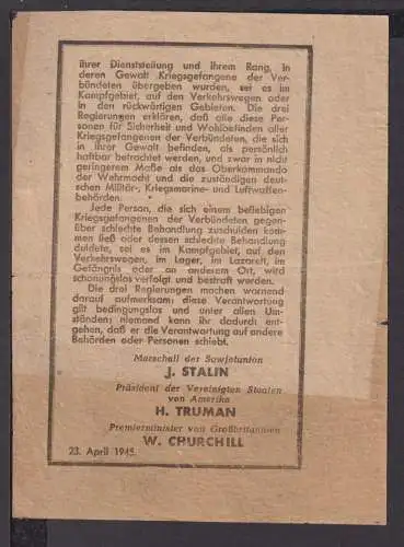 Deutsches Reich Handzettel Warnung an u.a Gestapo Beamte 110 x 143 unterzeichnet