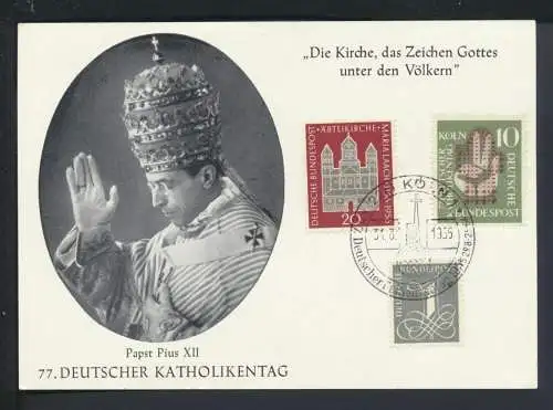 Ansichtskarte Papst Pius XII SST Deutscher Katholikentag 1955