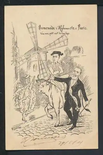 Ansichtskarte Künstler R Lesjeur Paris Frankreich Promenade Alphonse XIII 1906