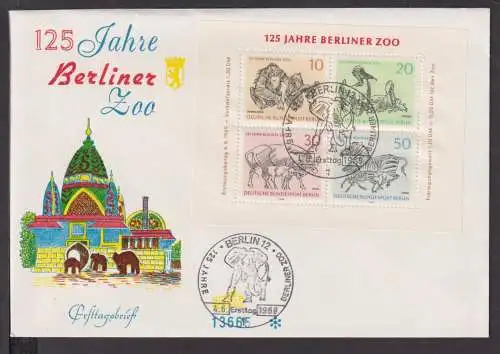 Briefmarken Berlin Deutschland Brief Block 1969 125 Jahre Berliner Zoo