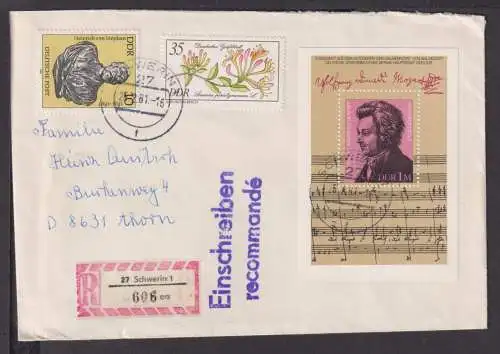 Briefmarken DDR Deutschland Brief Block 1981 Wolfgang Amadeus Mozart