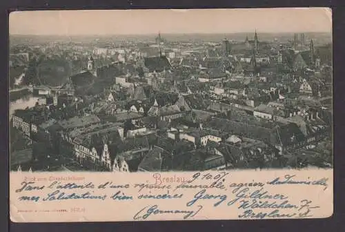 Ansichtskarte Breslau Ostgebiete Schlesien Elisabethturm 1907 Montreal Kanada