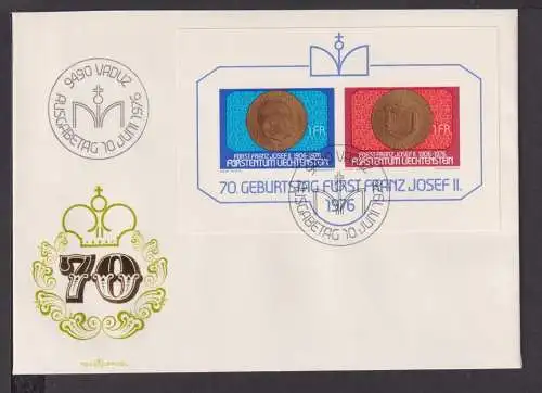 Briefmarken Liechtenstein Europa Brief Block 1976 70. Geb. Fürst Franz Josef II