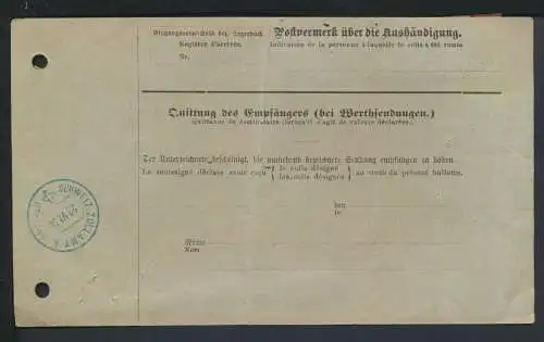 Deutsches Reich Nachnahme Paketkarte Villingen Baden-Württemberg via Konstanz