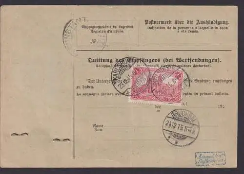 Perfin Privat Lochung Deutsches Reich Paketkarte Karsruhe Constanta Rumänien