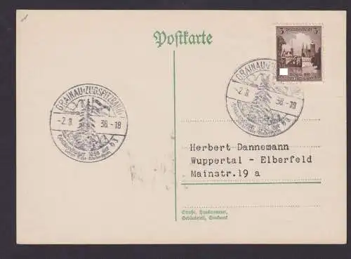 Deutsches Reich Postkarte Grainau Bayern selt. SST Hochlandlager d. H.J.