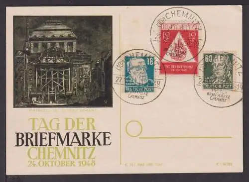 SBZ Chemnitz im Aufbau Philatelie Tag der Briefmarke schöne Künstler Anlasskarte
