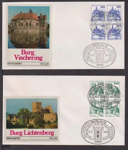 Briefmarken Berlin Burgen & Schlösser Viererblock Briefen als FDC selten 94,00++