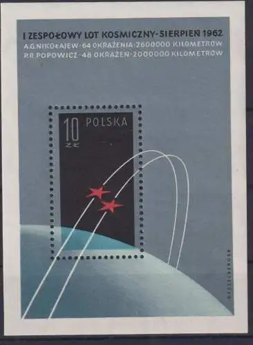 Polen Block 28 Weltraum Gruppenflug Raumschiffe Wostok 3 Luxus postfrisch MNH