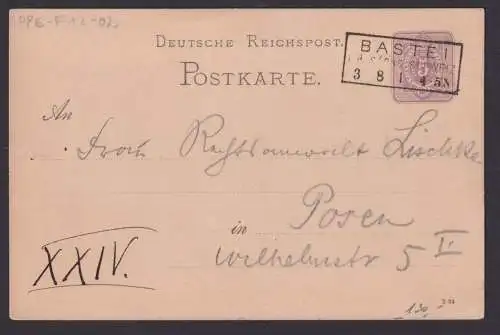 Bastei Vorläufer Privatganzsache Sachsen sehr frühe Karte nach Posen 3.8.1884