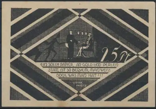 Notgeldschein Stadt Hasloh 25Pf 1920 Grabowski 584.2 großer Schein