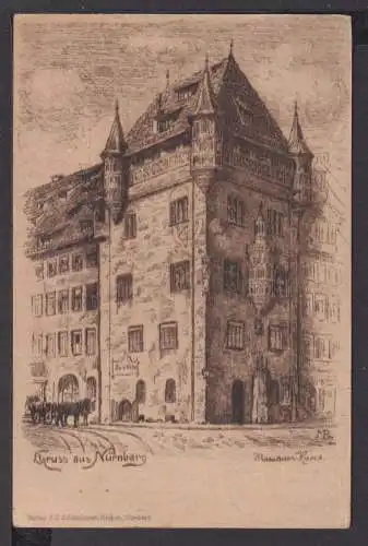 Ansichtskarte Nürnberg Bayern Nassauer Haus 1920 Ansbach Radierung