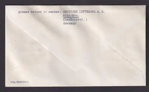 Flugpost airmail Bund Brief EF 259 Frankfurt Eröffnungsflug LH 450 San Francisco