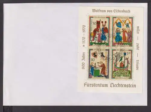 Briefmarken Liechtenstein Europa Brief Block 1970 Wolfram von Eschenbach 800 J.