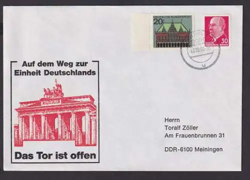 Briefmarken DDR Brief Einheit Deutschland Berlin Brandenburger Tor ab Suhl