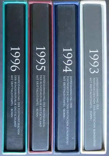 Bund Jahressammlungen Dt. Post 4 Bände kpl mit Ersttagsstempel 1993-96 Kat 560,-