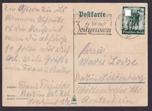 Berlin Lichtenberg Deutsches Reich Postkarte SSt Reichspost bringt Zeitgewinn