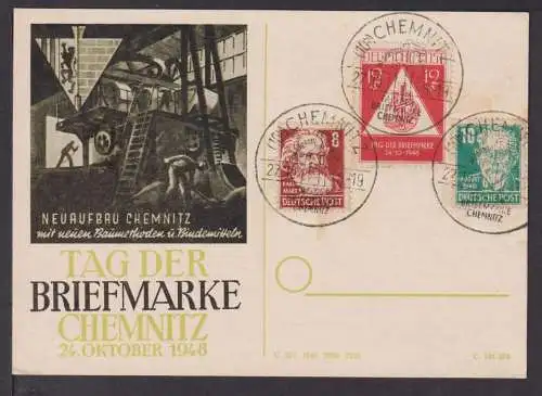 SBZ Chemnitz im Aufbau Philatelie Tag der Briefmarke schöne Künstler Anlasskarte