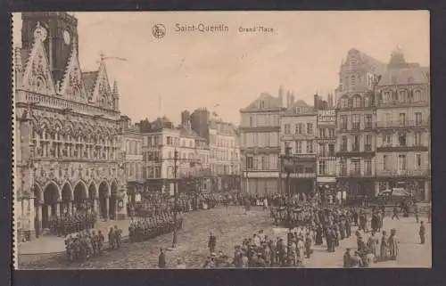 Ansichtskarte Saint Quentin Frankreich Grand Place Feldpost 1916 Fürth Bayern