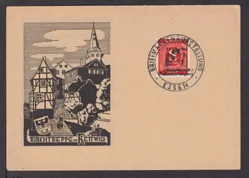 Philatelie Essen Kettwig tolle Künstler Anlasskarte Kirchtreppe Briefmarken Aus-