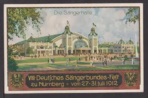 Musik Ansichtskarte Nürnberg Bayern Sängerbund Fest 1912 Sängerhalle