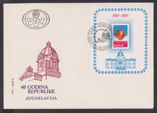 Briefmarken Jugoslawien Europa Brief Block 1985 40 Jahre Republik Jugoslawien