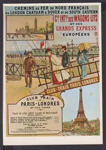Jugendstil Art Nouveau Künstler Ansichtskarte Chemin de Fer du Nord Paris London
