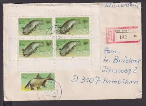 Briefmarken DDR Deutschland Brief Block 1987 Fische