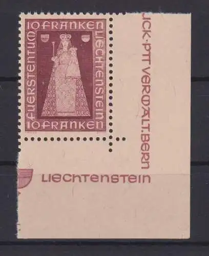 Liechtenstein 197 Madonna von Dux Bogenecke Eckrand tadellos postfrisch 110,00++