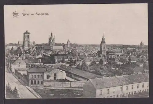 Ansichtskarte Ypres Belgien Panorama Feldpost 1915 Leipzig Sachsen