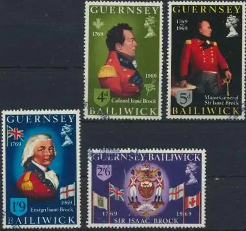 Guernsey 24-27 200. Geburtstag von Isaac Brock Luxus gestempelt 1969