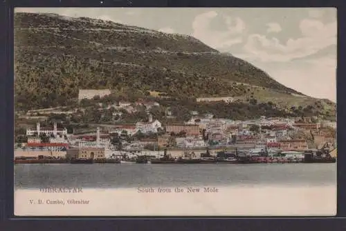 Ansichtskarte Gibraltar New Mole Meer Schiffe Ortsansicht Landschaft nach Wien