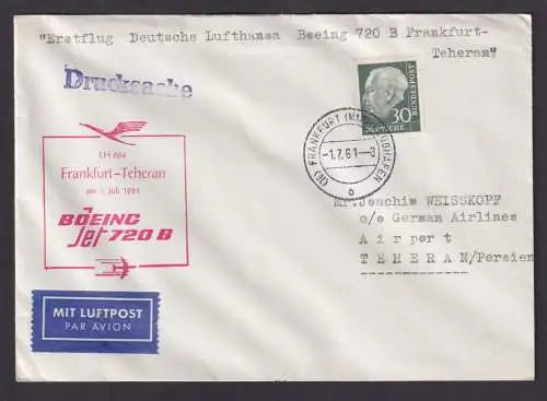 Flugpost airmail Bund Brief Frankfurt Flughafen Erstflug Boing n Teheran Persien