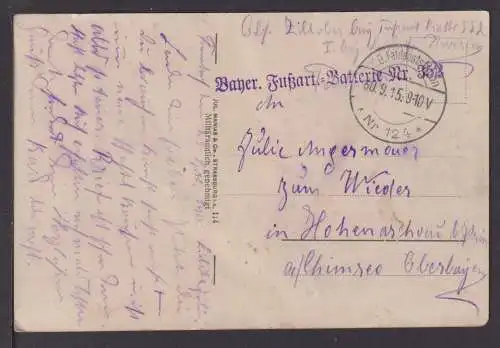 Ansichtskarte Gereuth Vogesen Frankreich Feldpost 1915 Hohenaschau Bayern