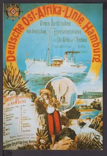 Jugendstil Art Nouveau Künstler Ansichtskarte Deutsche Ost-Afrika-Linie Hamburg