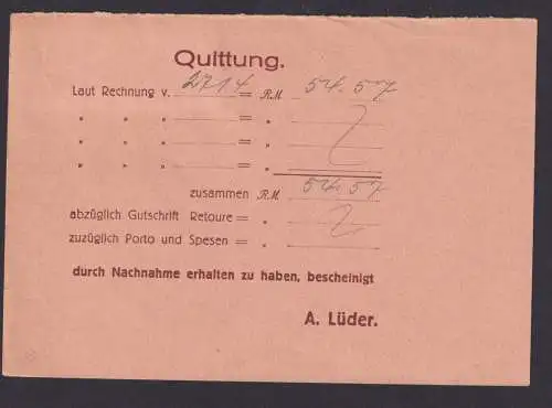 Briefmarken Perfin Lochung Deutsches Reich Brief Nachnahme Hindenburg Perfin