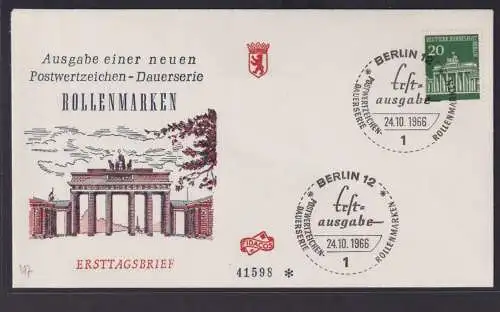 Briefmarken Berlin Brief Erstausgabe FDC Brandenburger Tor 1966