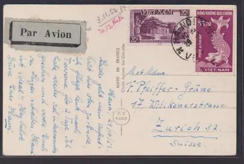Ansichtskarte Vietnam Luftpost Cinema Kino nach Zürich Schweiz 29.10.1952